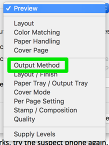 Select Output Method in the dropdown