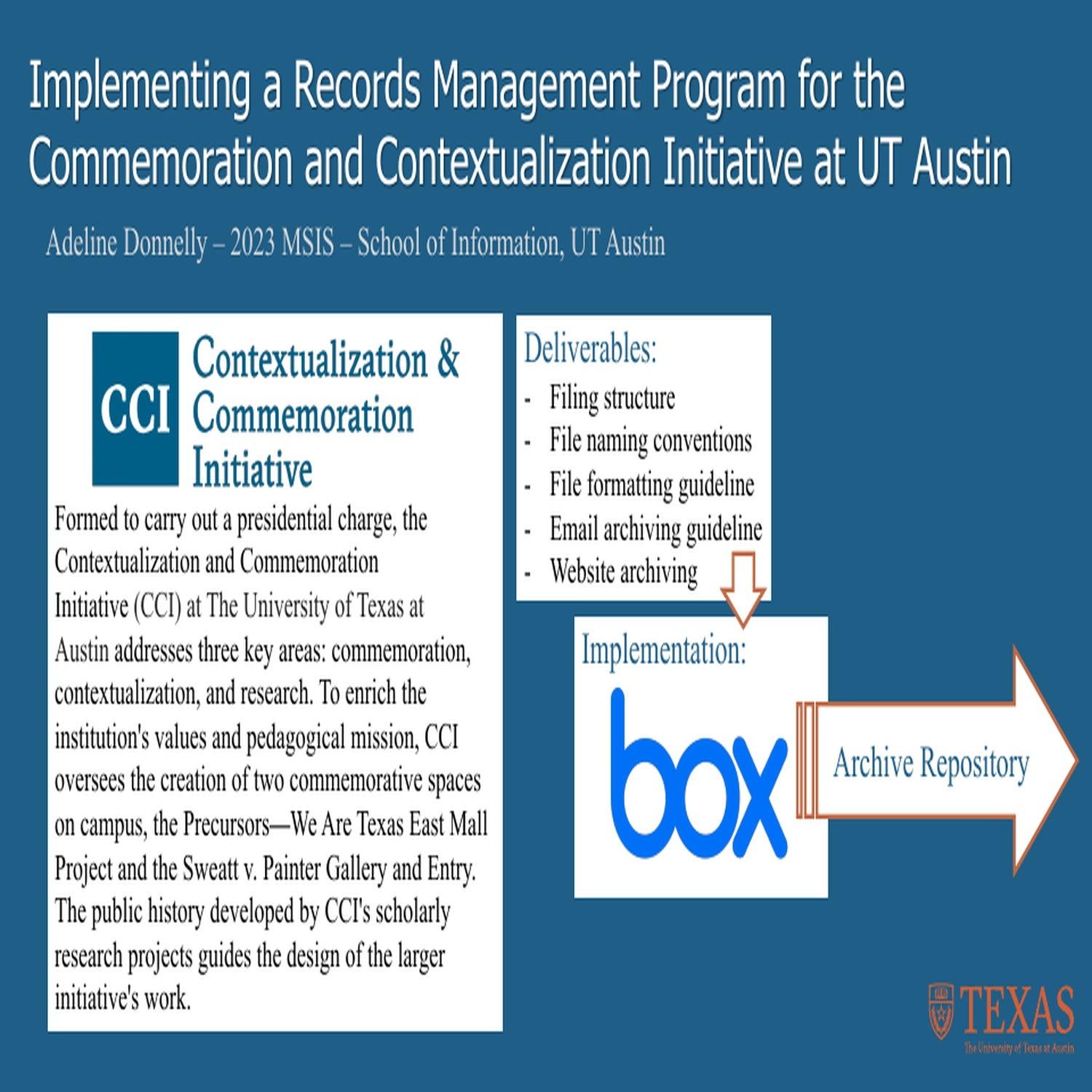 Implementing a Records Management Program for the Commemoration and Contextualization Initiative at UT Austin