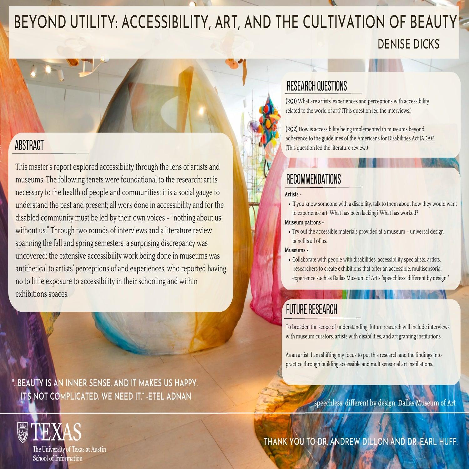 Beyond Utility: Accessibility, Art, and the Cultivation of Beauty