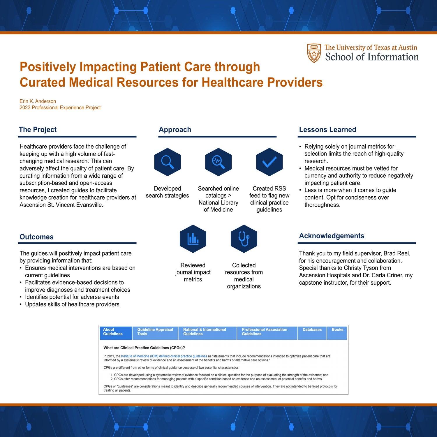 Positively Impacting Patient Care through Curated Medical Resources for Healthcare Providers