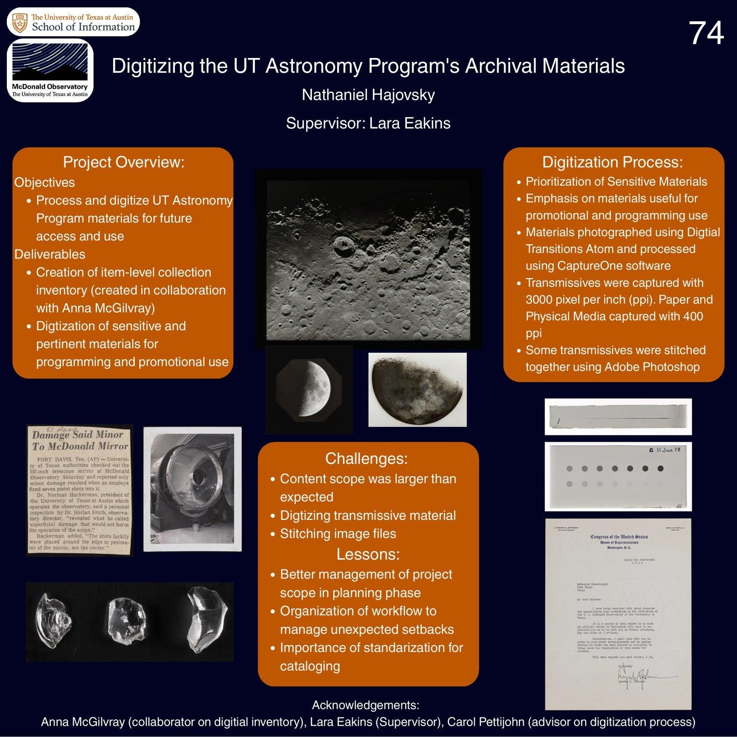 Digitizing the UT Astronomy Program's Archival Materials