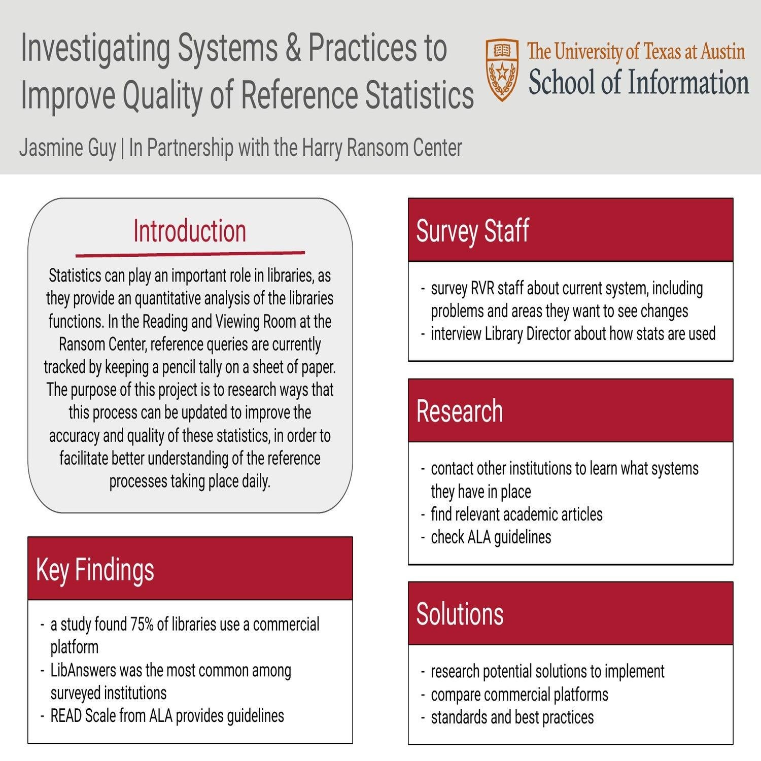 Investigating Statistics Keeping Systems & Practices to Improve Quality