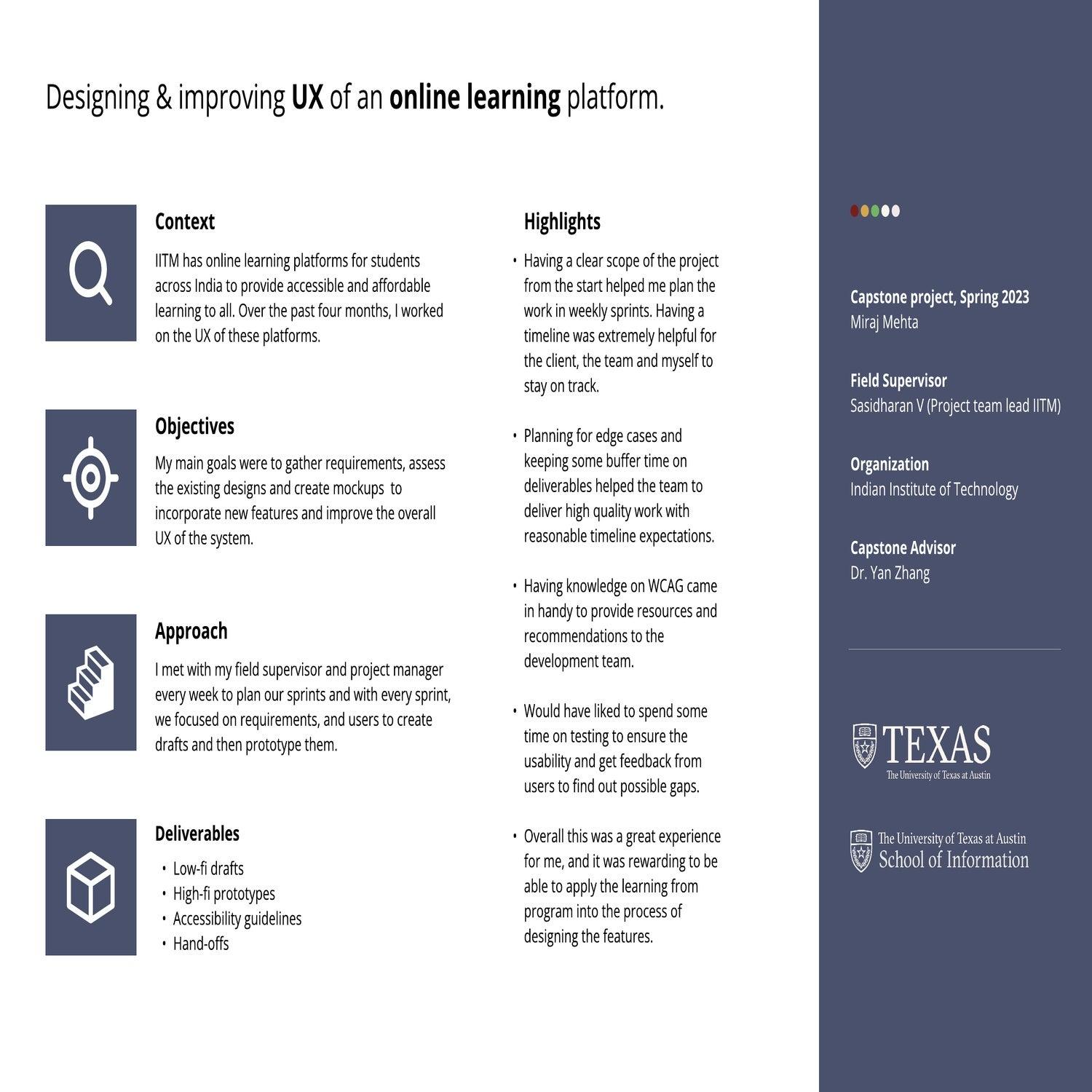 Designing and Improving UX for an online learning platform