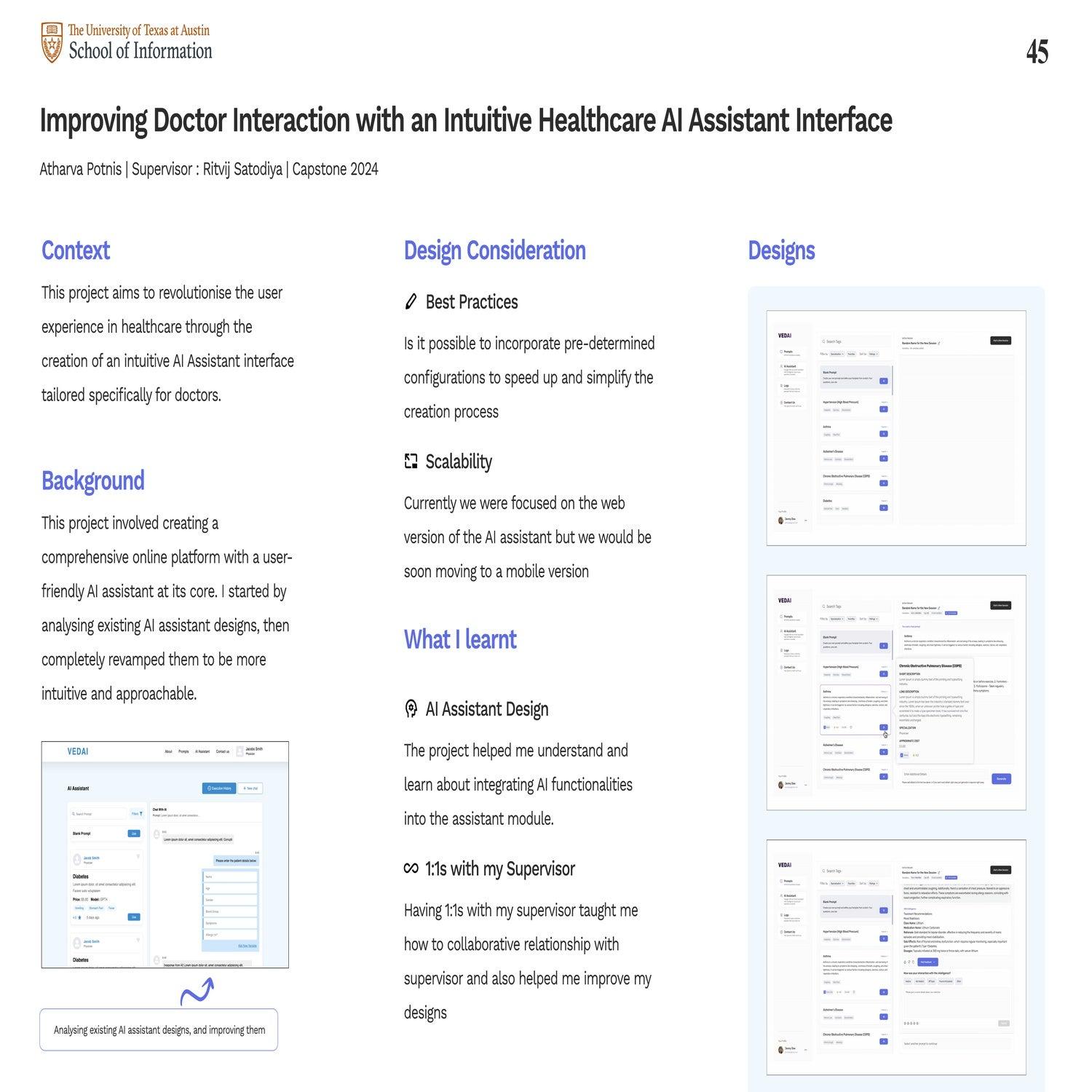 Improving Doctor Interaction with an Intuitive Healthcare AI Assistant Interface