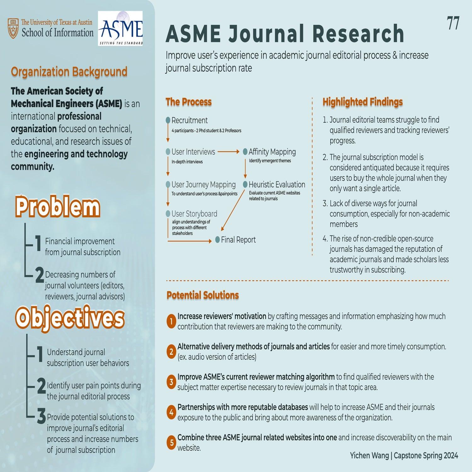 UX Research - ASME Journal Section - Improve user's experience in academic journal editorial process & increase journal subscription rate