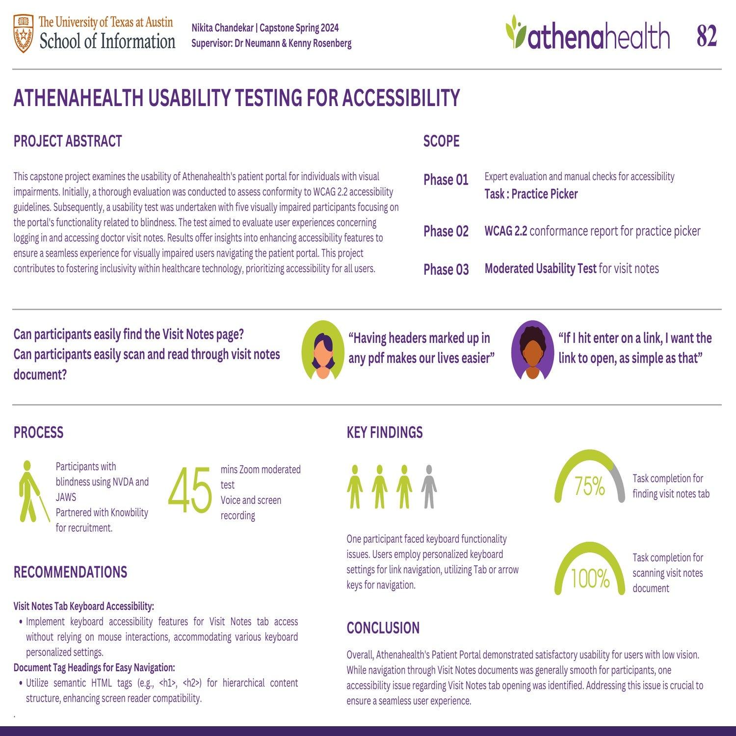 ATHENAHEALTH USABILITY TESTING FOR ACCESSIBILITY