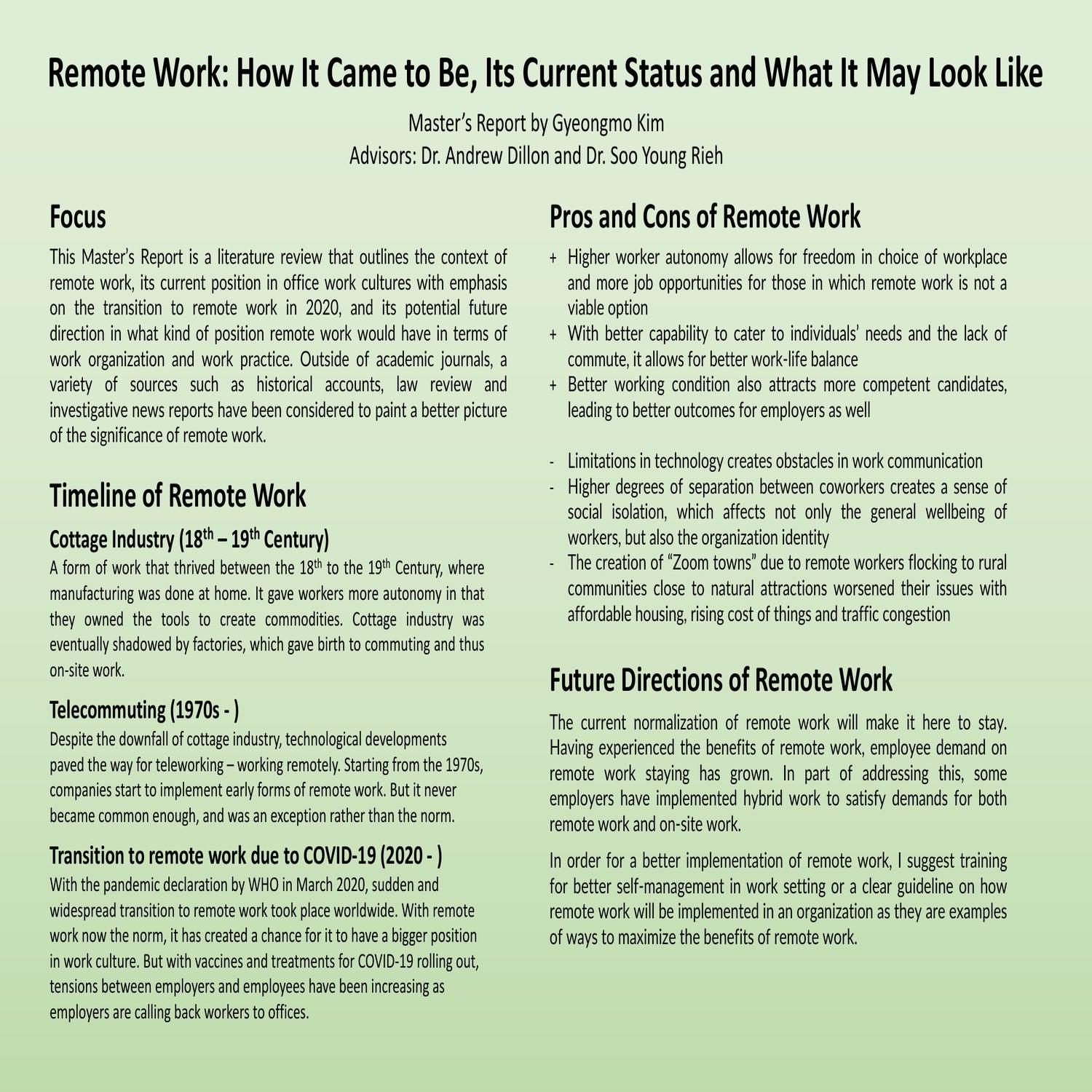 Remote Work: How It Came to Be, Its Current Status and What It May Look Like