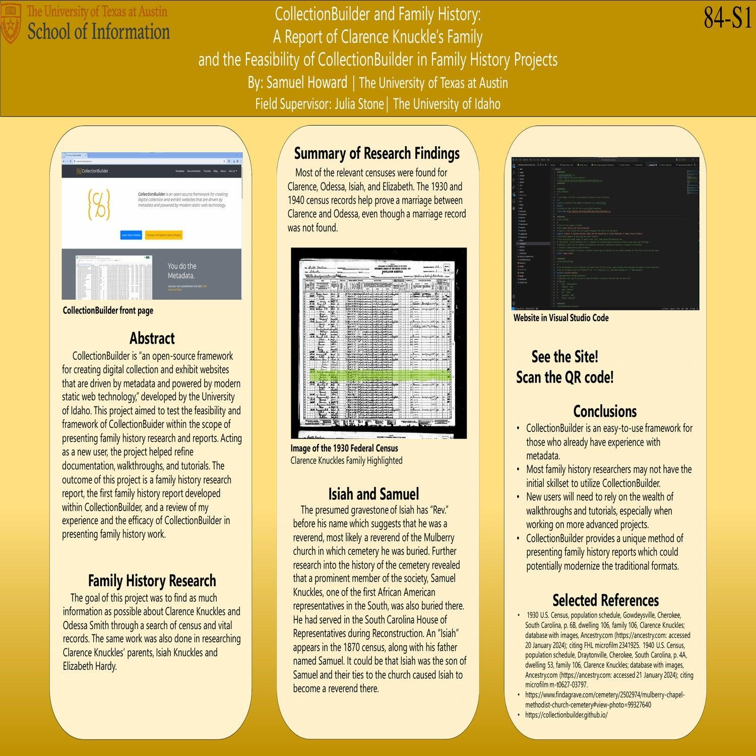 CollectionBuilder and Family History: A Report of Clarence Knuckle's Family and the Feasibility of CollectionBuilder in Family History Projects