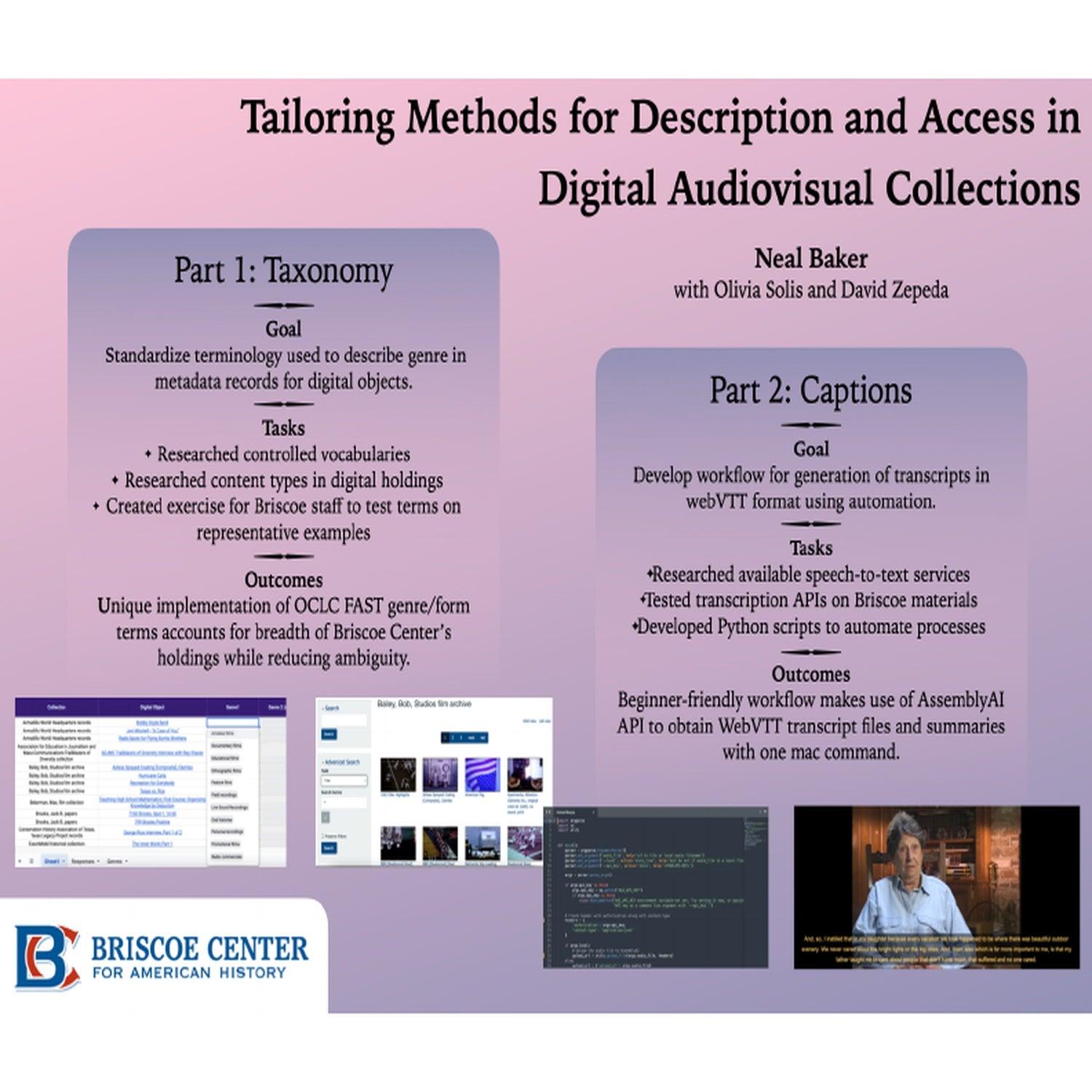Tailoring Methods for Description and Access in Digital Audiovisual Collections