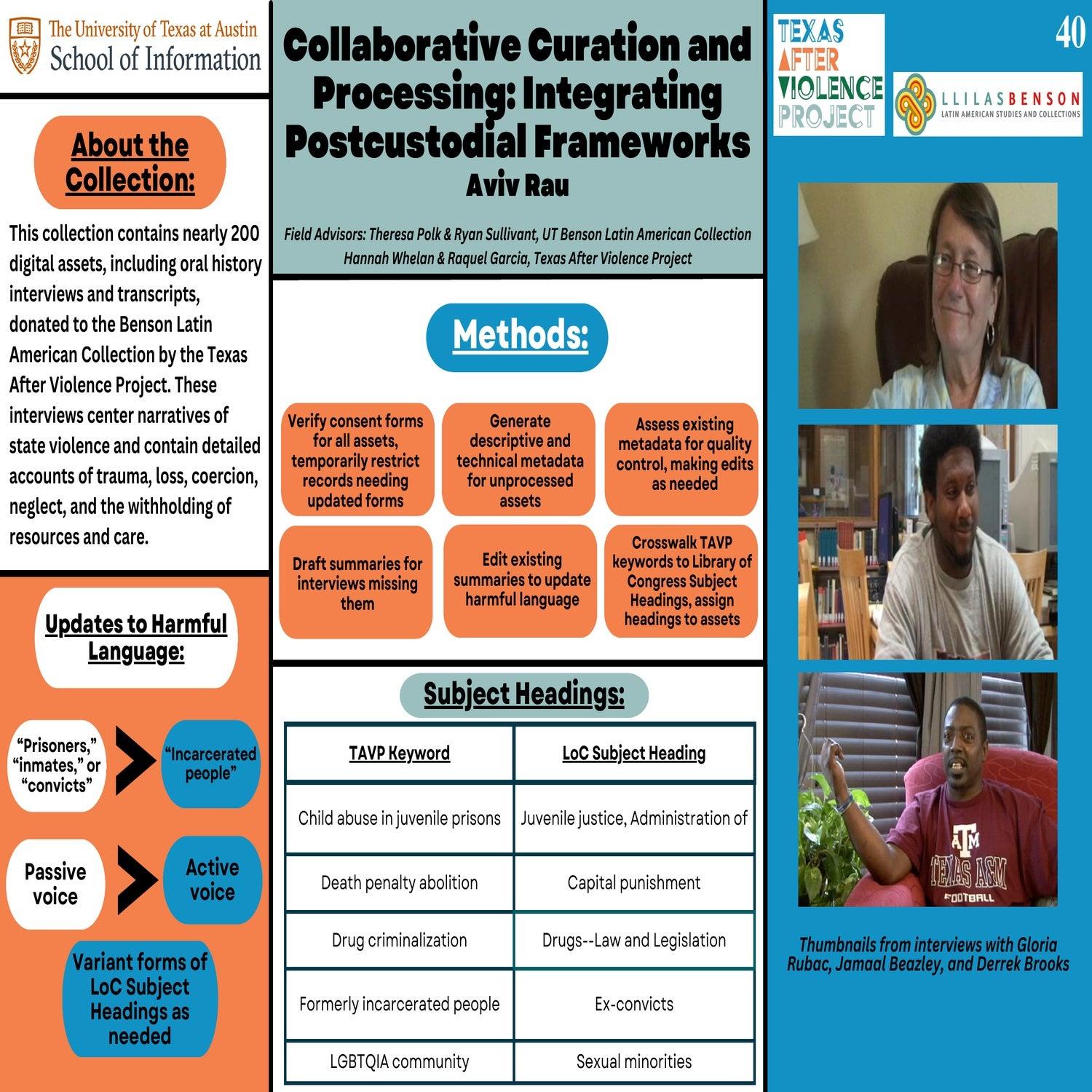 Collaborative Curation and Processing: Integrating Postcustodial Frameworks