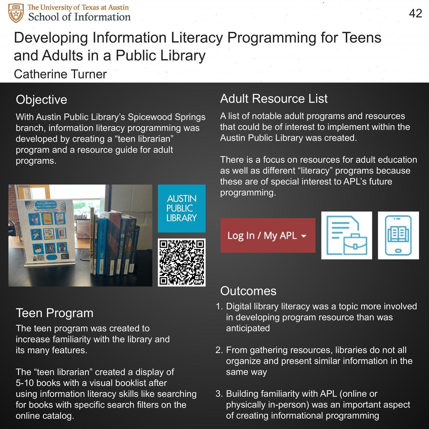Developing Information Literacy Programming for Teens and Adults in a Public Library