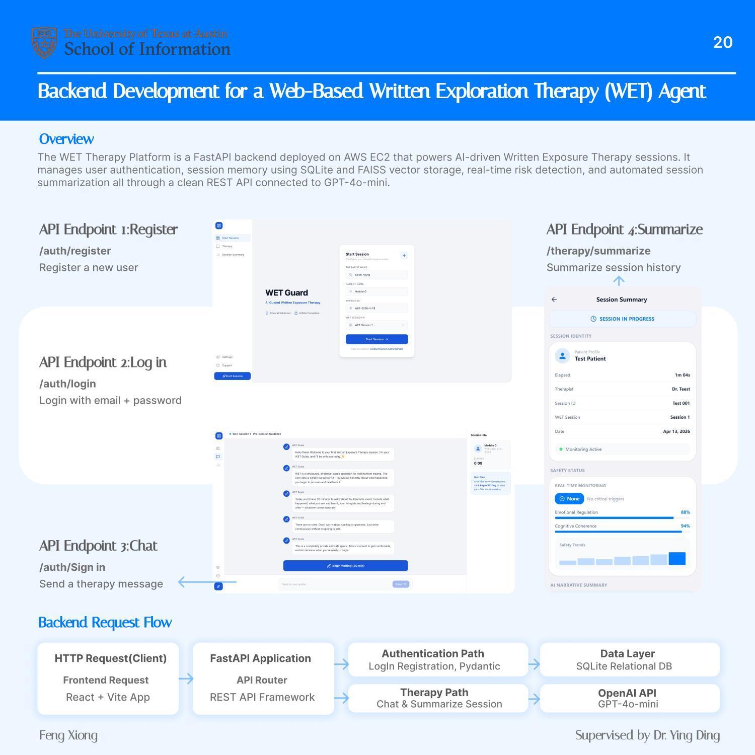 Backend Development for a Web-Based Written Exploration Therapy (WET) Agent