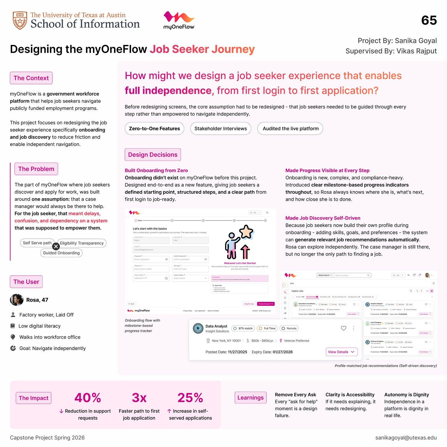 Designing the myOneFlow Job Seeker Journey