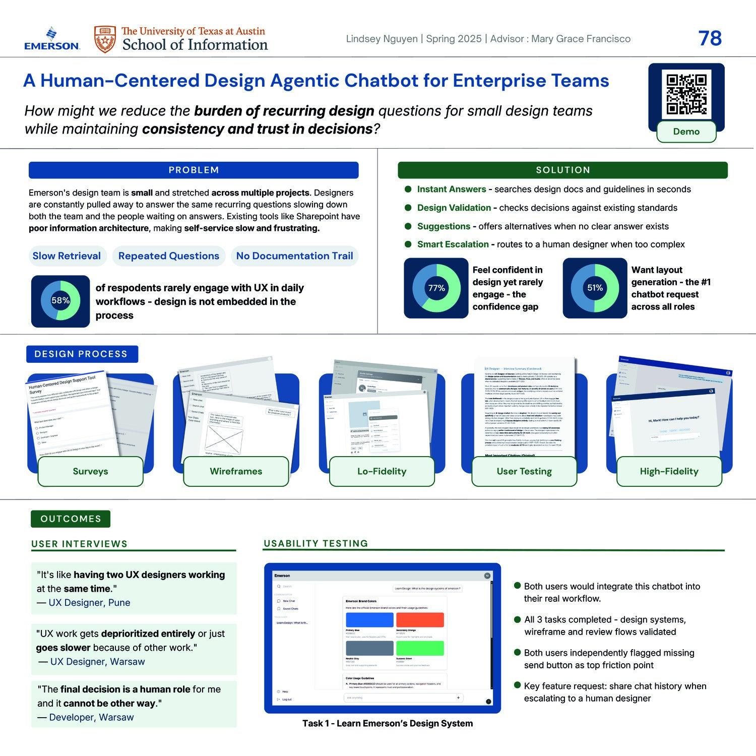 A Human-Centered Design Agentic Chatbot for Enterprise Teams